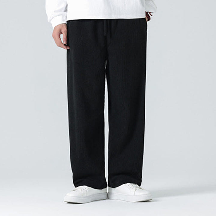 Buddha Stones Casual Solid Color Cotton Men's Wide Leg Pants With Pockets