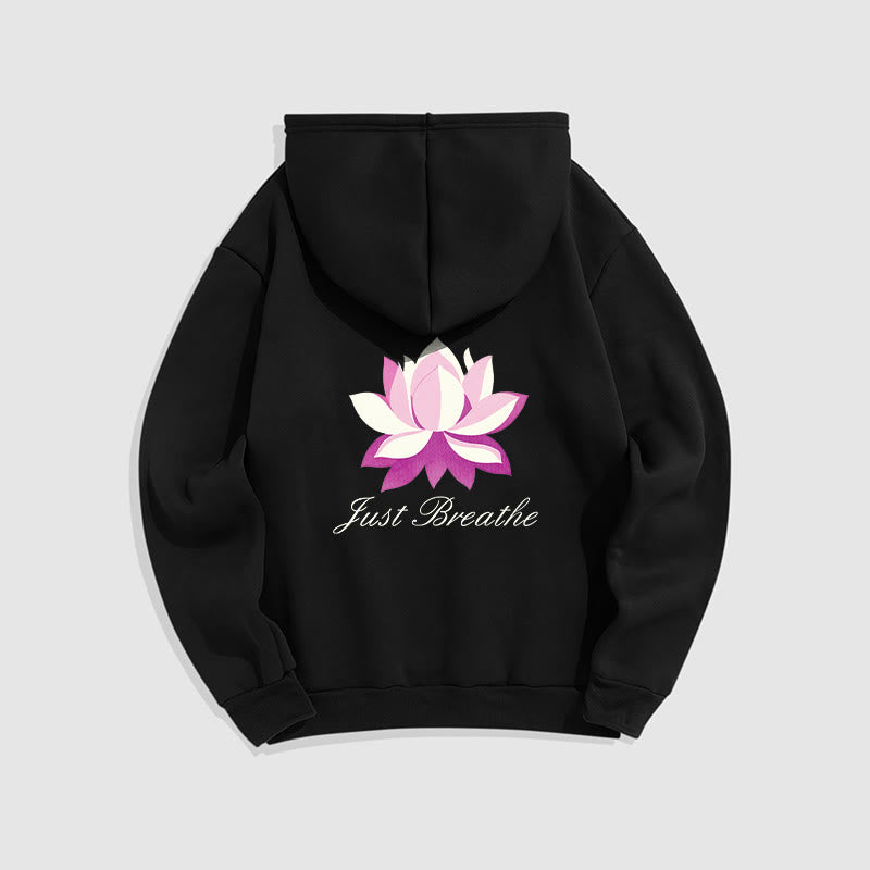 Buddha Stones Lotus Just Breathe Fleece Lined Polyester Hoodie