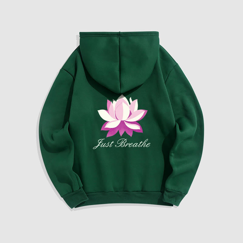 Buddha Stones Lotus Just Breathe Fleece Lined Polyester Hoodie