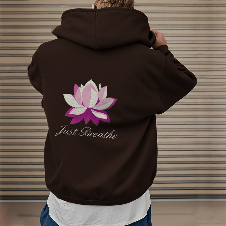 Buddha Stones Lotus Just Breathe Fleece Lined Polyester Hoodie