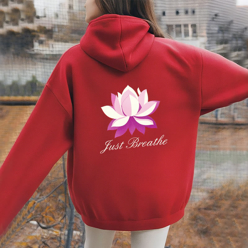 Buddha Stones Lotus Just Breathe Fleece Lined Polyester Hoodie