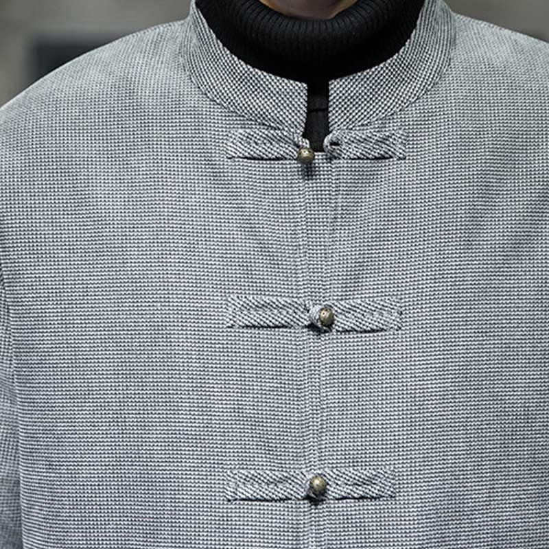 Buddha Stones Solid Color Frog-button Men's Jacket Shirt Clothing - image 24