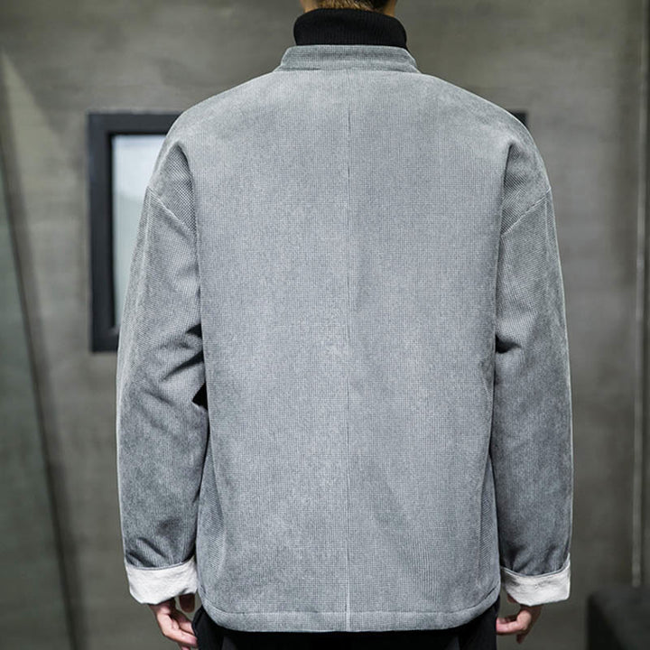 Buddha Stones Solid Color Frog-button Cotton Men's Jacket Shirt Clothing - image 20