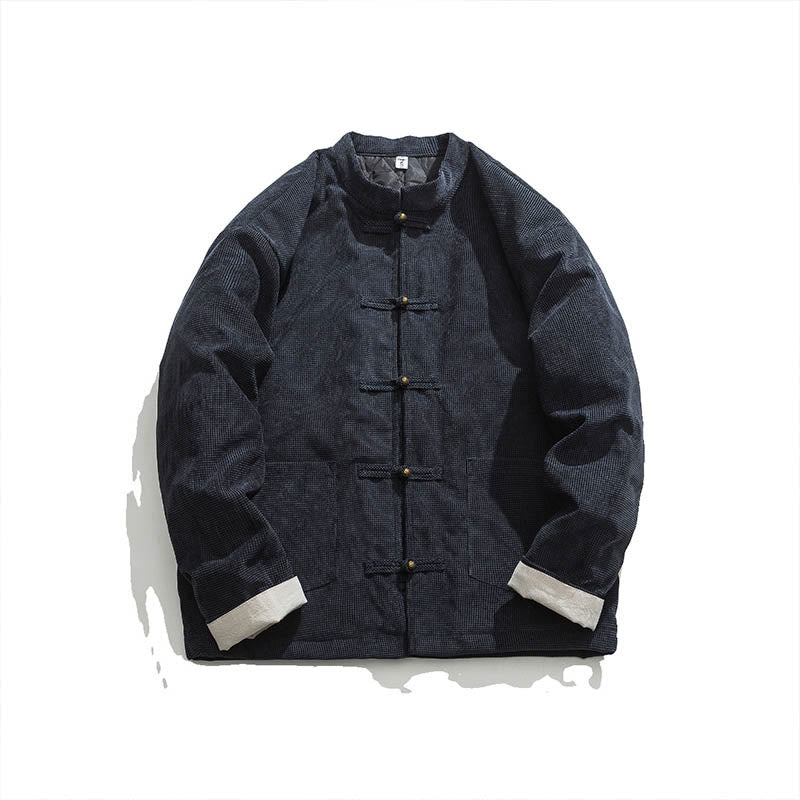 Buddha Stones Solid Color Frog-button Men's Jacket Shirt Clothing - image 7