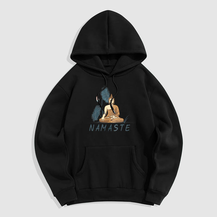 Buddha Stones NAMASTE Meditation Buddha Polyester Fleece Lined Hoodie