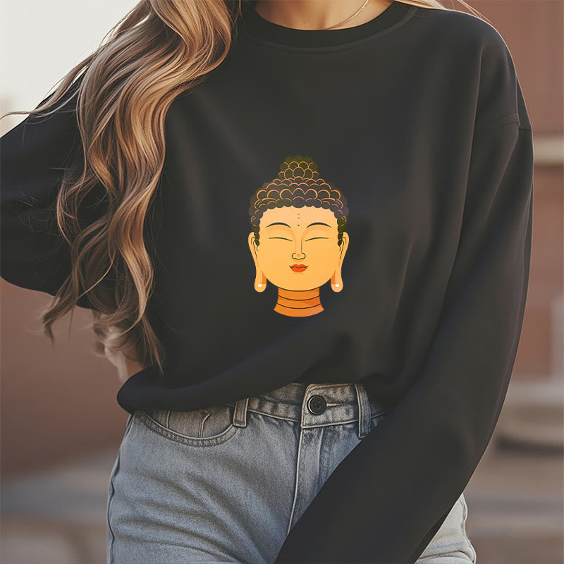 Buddha Stones Blessed Meditation Buddha Fleece Lined Polyester Sweatshirt