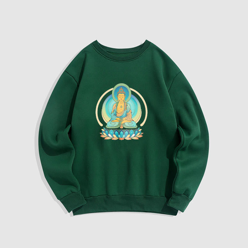 Buddha Stones Lotus Meditation Buddha Fleece Lined Sweatshirt