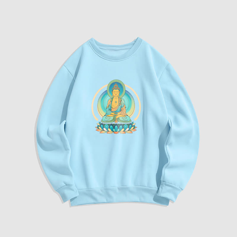 Buddha Stones Lotus Meditation Buddha Fleece Lined Sweatshirt