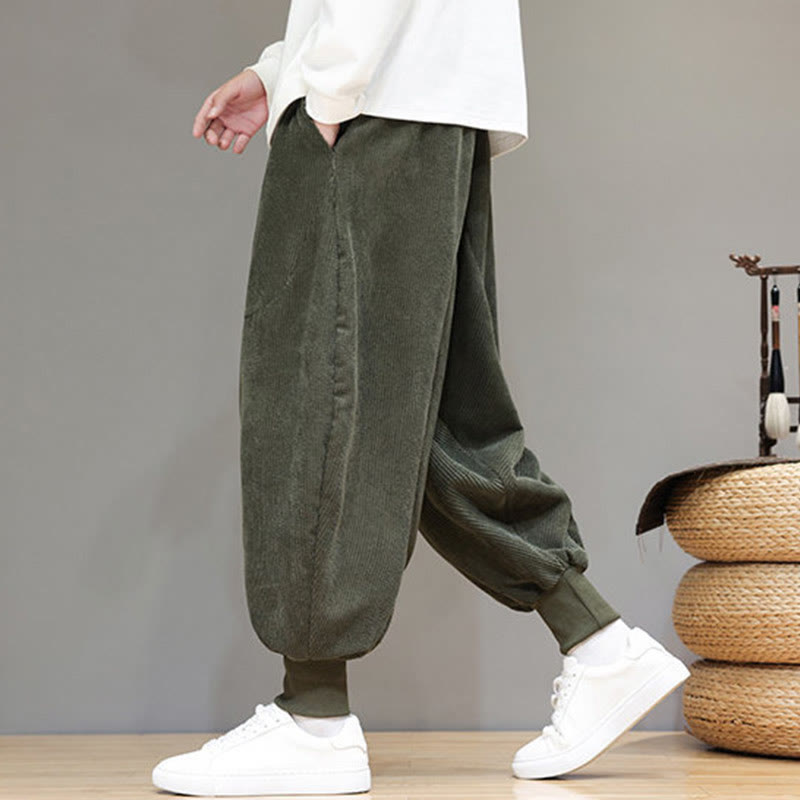 Buddha Stones Casual Plain Cotton Men's Harem Pants With Pockets - image 20
