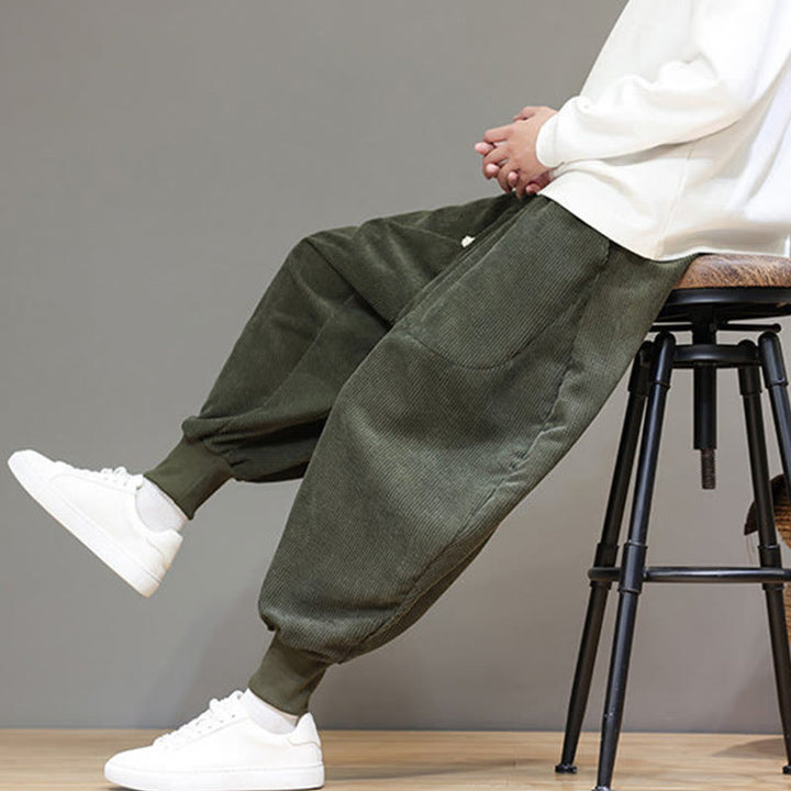 Buddha Stones Casual Plain Cotton Men's Harem Pants With Pockets - image 26