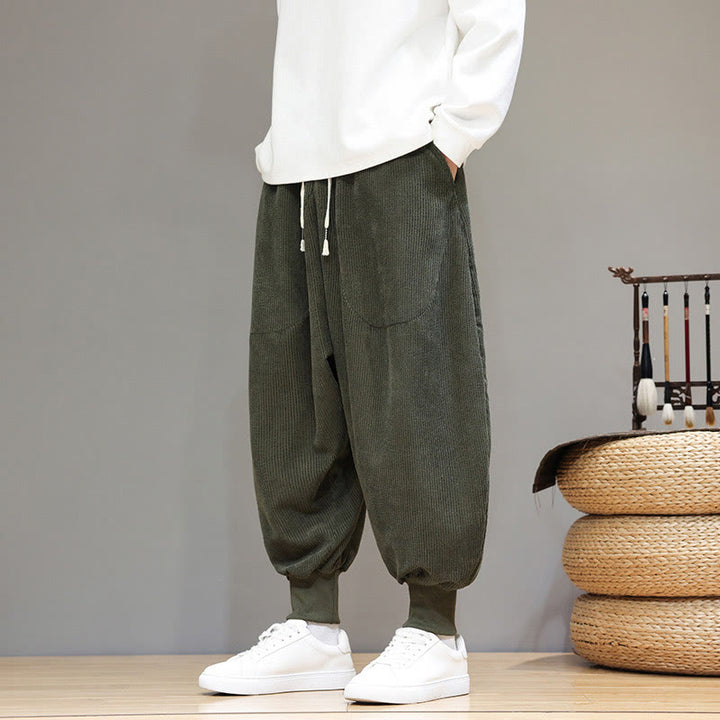Buddha Stones Casual Plain Cotton Men's Harem Pants With Pockets - image 24