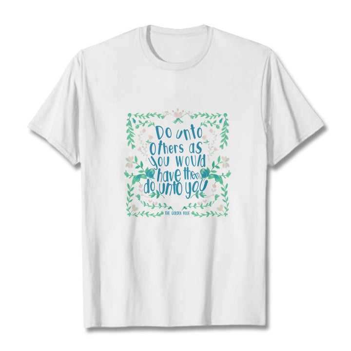 Buddha Stones The Golden Rule Tee T-shirt - White - Green Leaves - 2XL - image 3