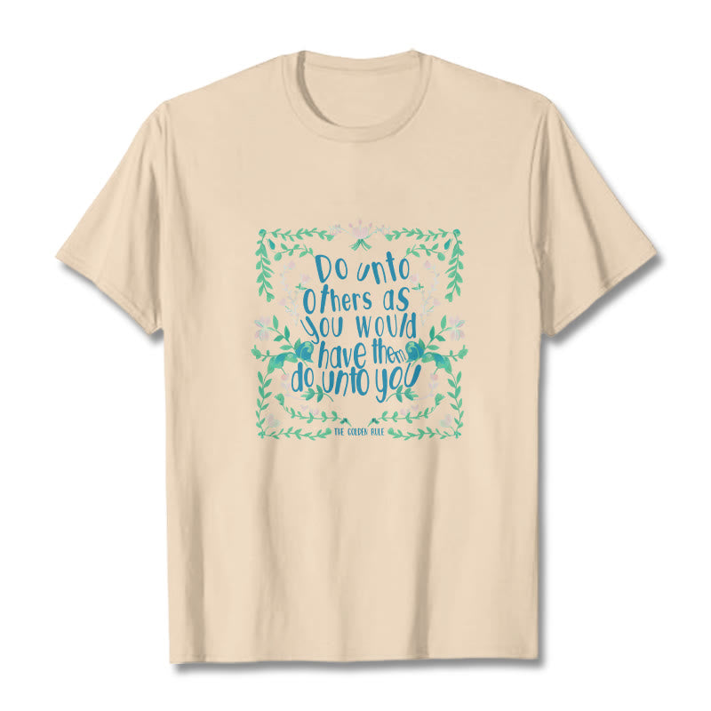 Buddha Stones The Golden Rule Tee T-shirt - Bisque - Green Leaves - 2XL - image 10