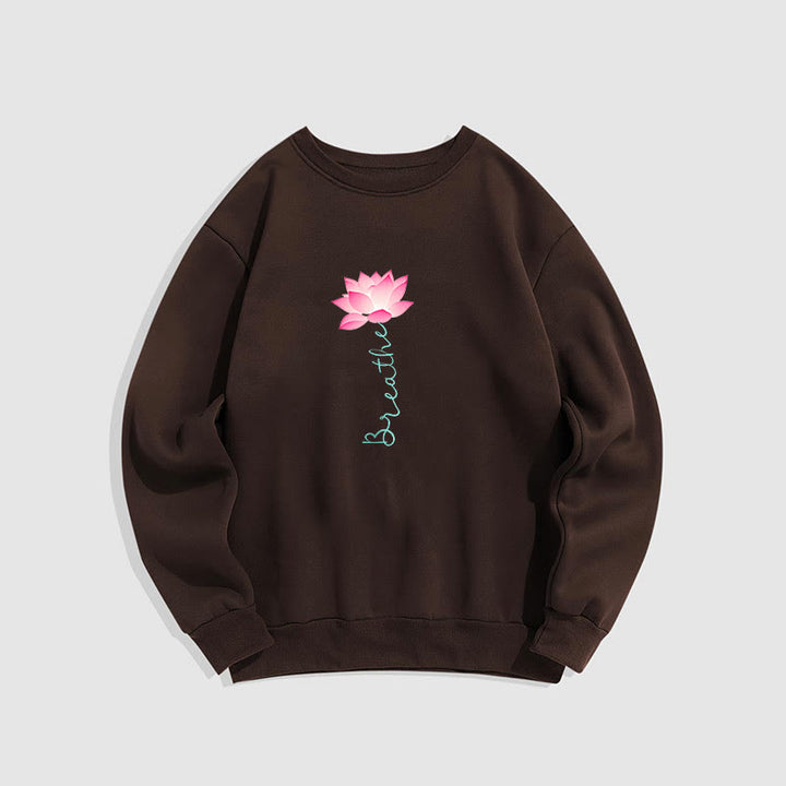 Buddha Stones Lotus BREATHE Fleece Lined Sweatshirt