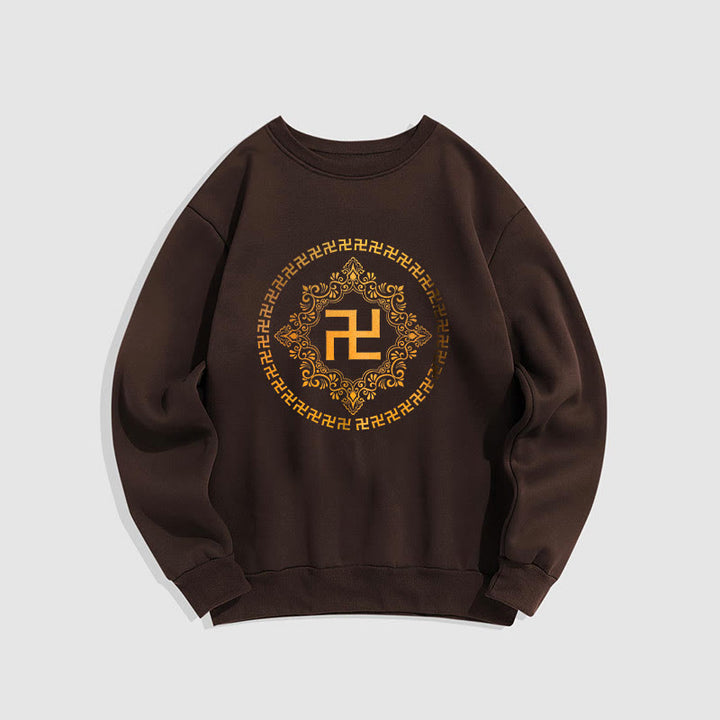 Buddha Stones Swastika Fleece Lined Polyester Sweatshirt