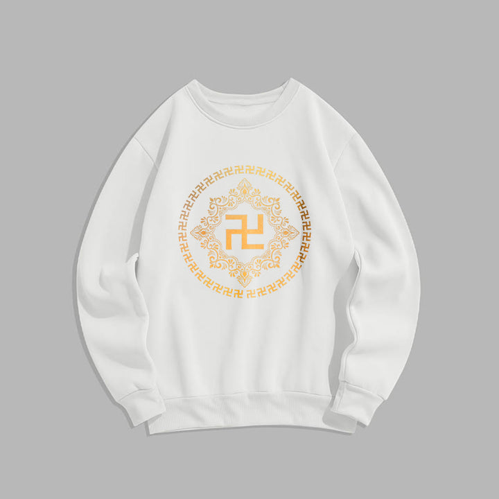 Buddha Stones Swastika Fleece Lined Polyester Sweatshirt