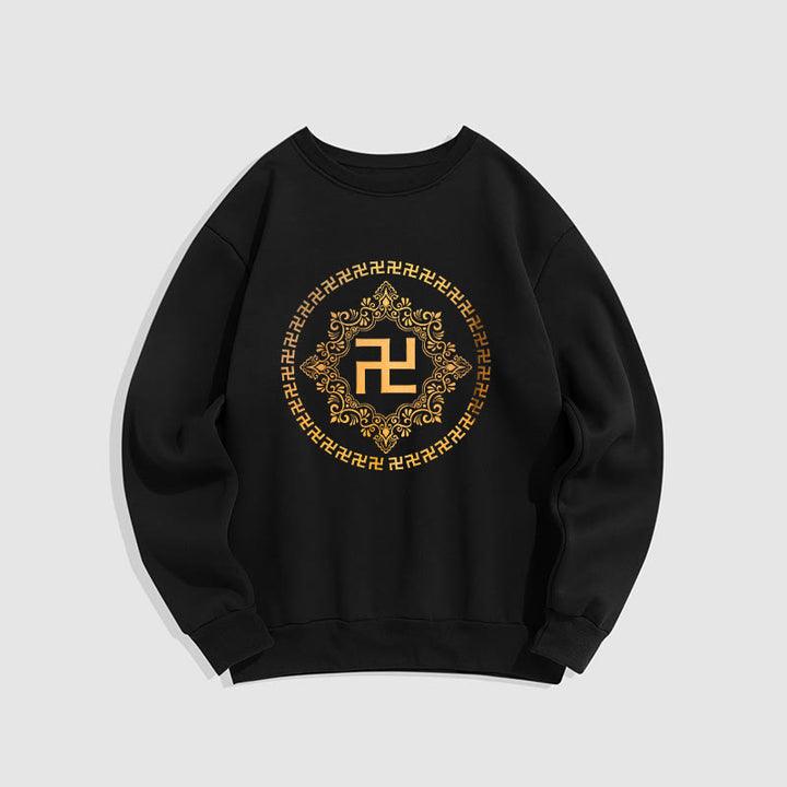 Buddha Stones Swastika Fleece Lined Polyester Sweatshirt