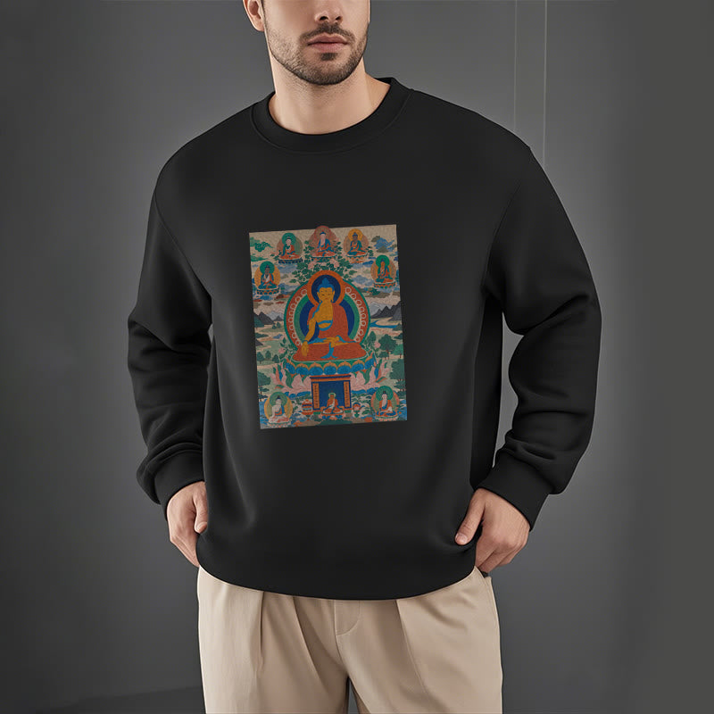 Buddha Stones The Medicine Buddha Sutra Transformed Into Art Fleece Lined Polyester Sweatshirt