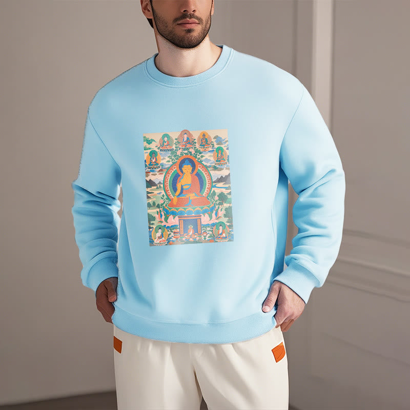 Buddha Stones The Medicine Buddha Sutra Transformed Into Art Fleece Lined Polyester Sweatshirt