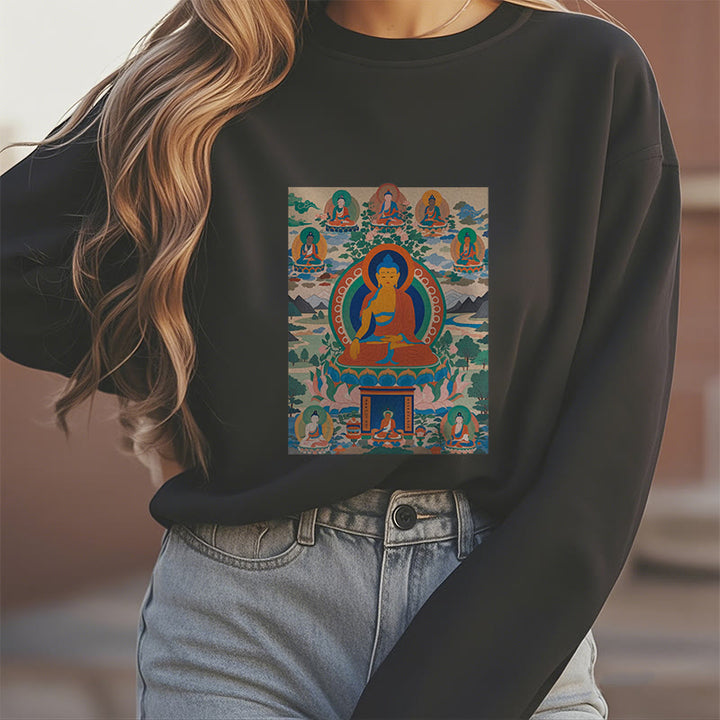 Buddha Stones The Medicine Buddha Sutra Transformed Into Art Fleece Lined Polyester Sweatshirt