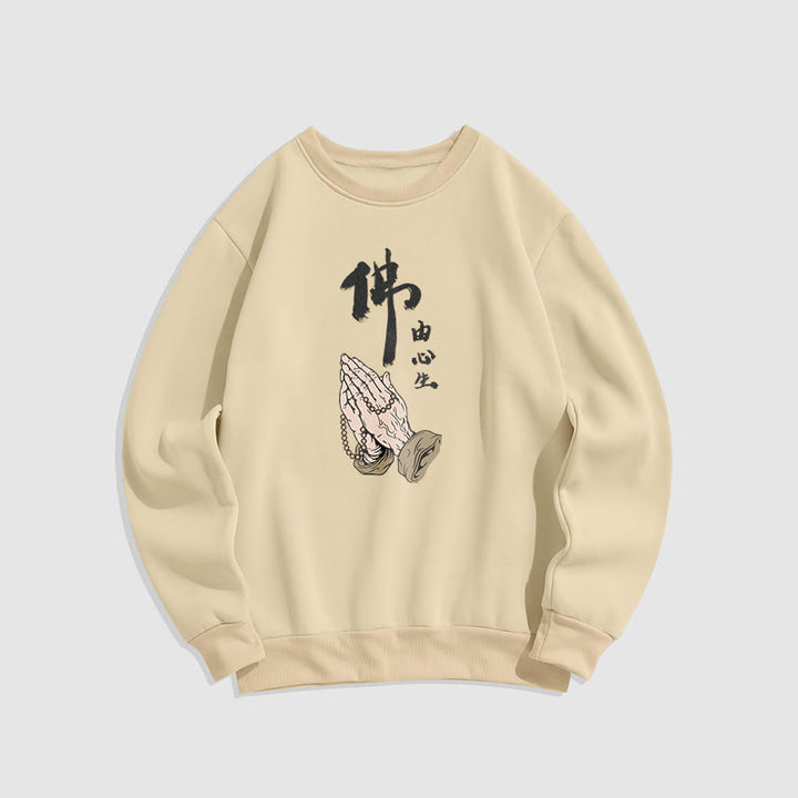 Buddha Stones Praying Fleece Lined Polyester Sweatshirt