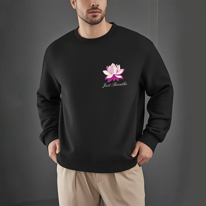 Buddha Stones Lotus Just Breathe Fleece Lined Polyester Sweatshirt