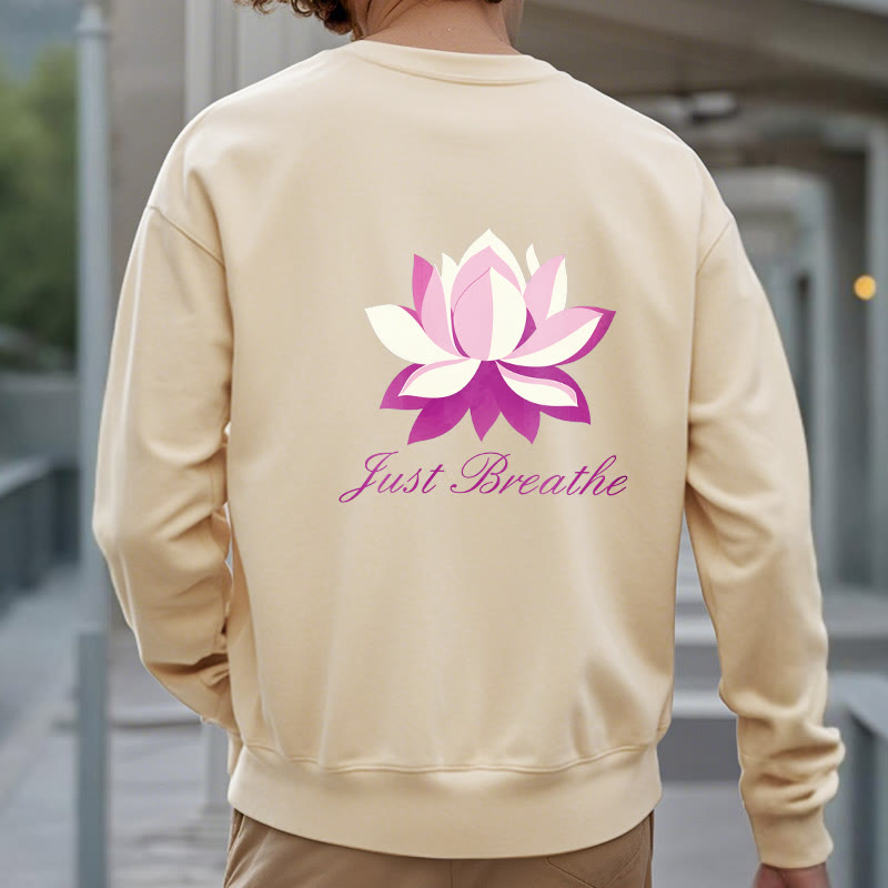 Buddha Stones Lotus Just Breathe Fleece Lined Polyester Sweatshirt