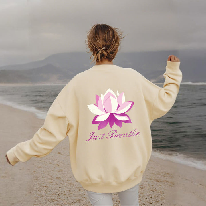 Buddha Stones Lotus Just Breathe Fleece Lined Polyester Sweatshirt