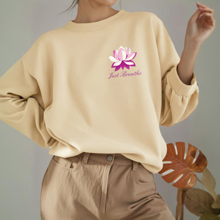 Buddha Stones Lotus Just Breathe Fleece Lined Polyester Sweatshirt