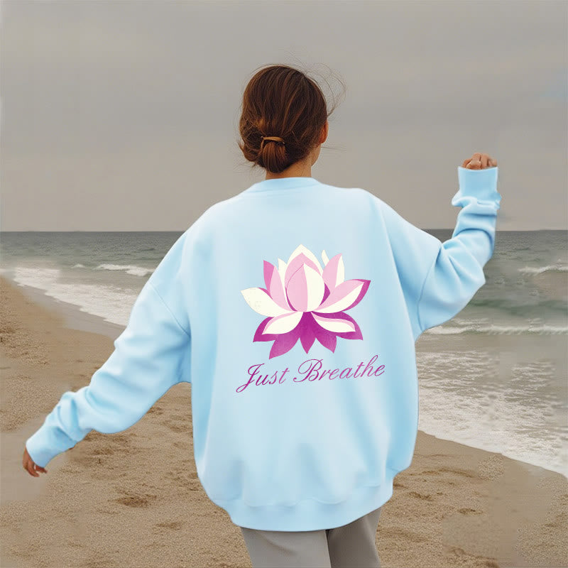 Buddha Stones Lotus Just Breathe Fleece Lined Polyester Sweatshirt