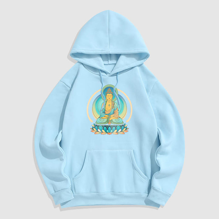 Buddha Stones Lotus Buddha Fleece Lined Polyester Hoodie