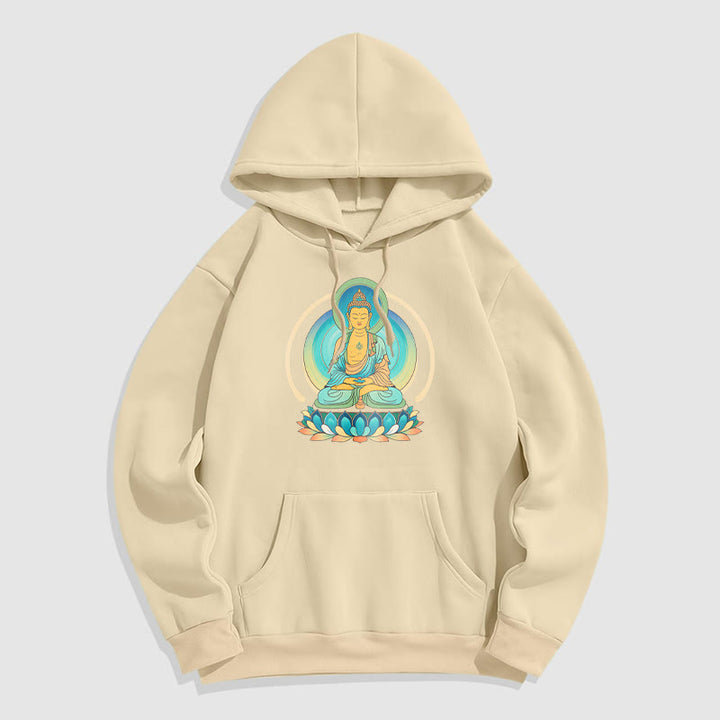 Buddha Stones Lotus Buddha Fleece Lined Polyester Hoodie