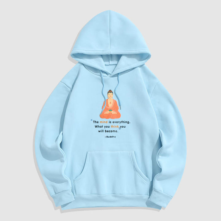 Buddha Stones The Mind Is Everything Meditation Buddha Polyester Fleece Lined Hoodie