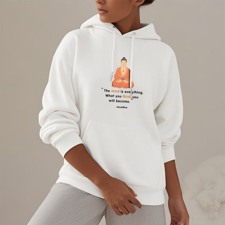 Buddha Stones The Mind Is Everything Meditation Buddha Polyester Fleece Lined Hoodie