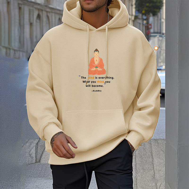 Buddha Stones The Mind Is Everything Meditation Buddha Polyester Fleece Lined Hoodie