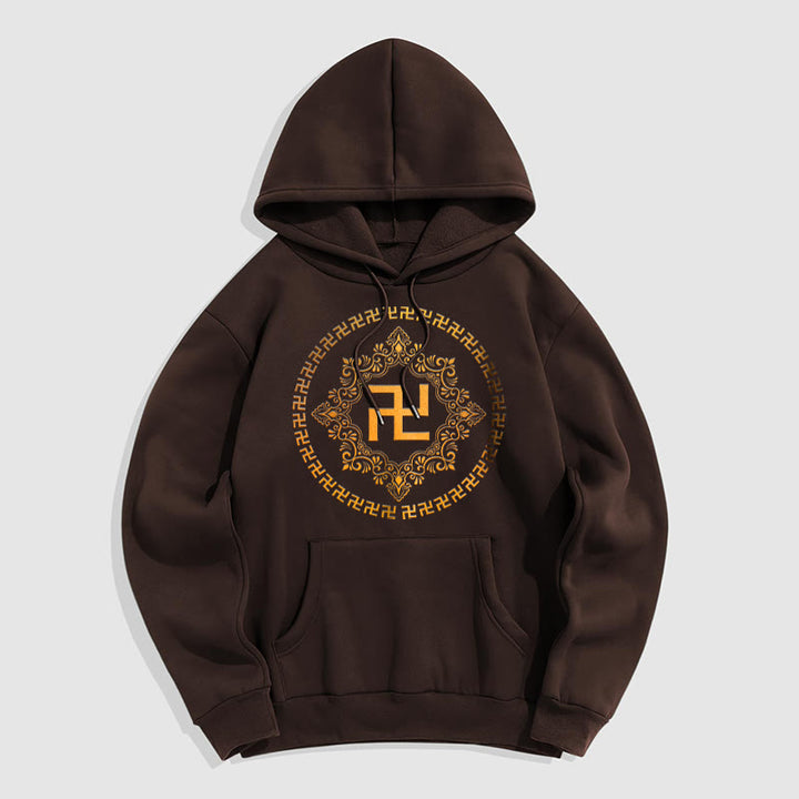 Buddha Stones Swastika Fleece Lined Polyester Hoodie