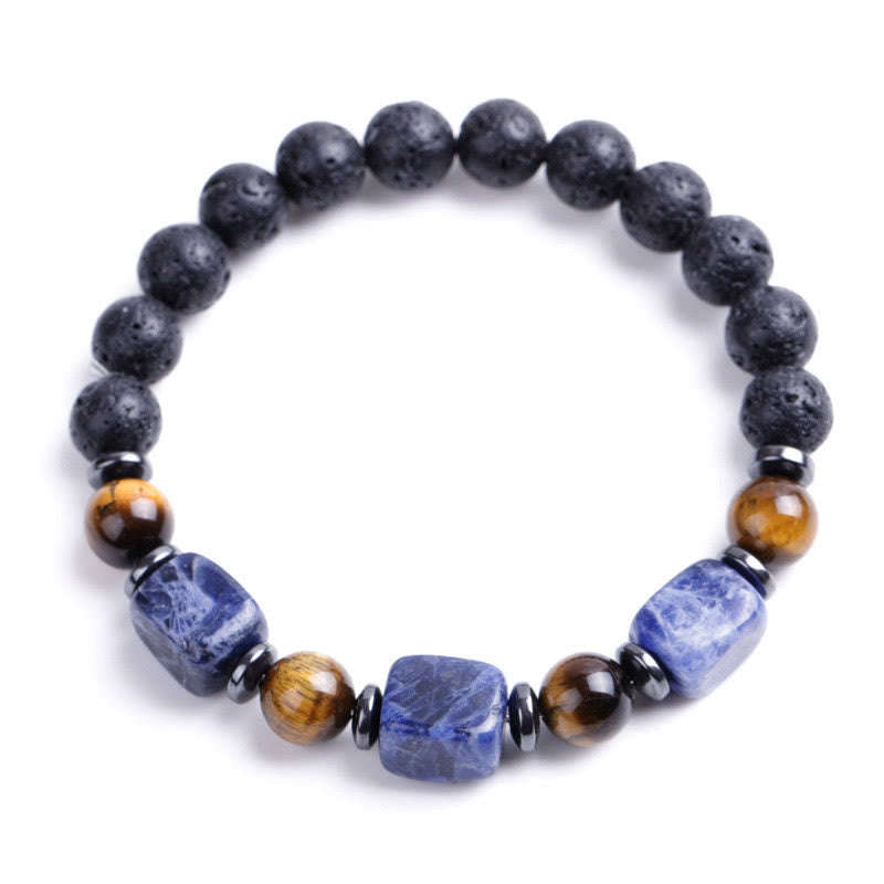 Buddha Stones Various Crystals Lava Rock Calm Bracelet