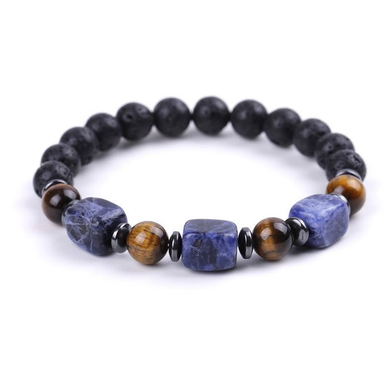 Buddha Stones Various Crystals Lava Rock Calm Bracelet