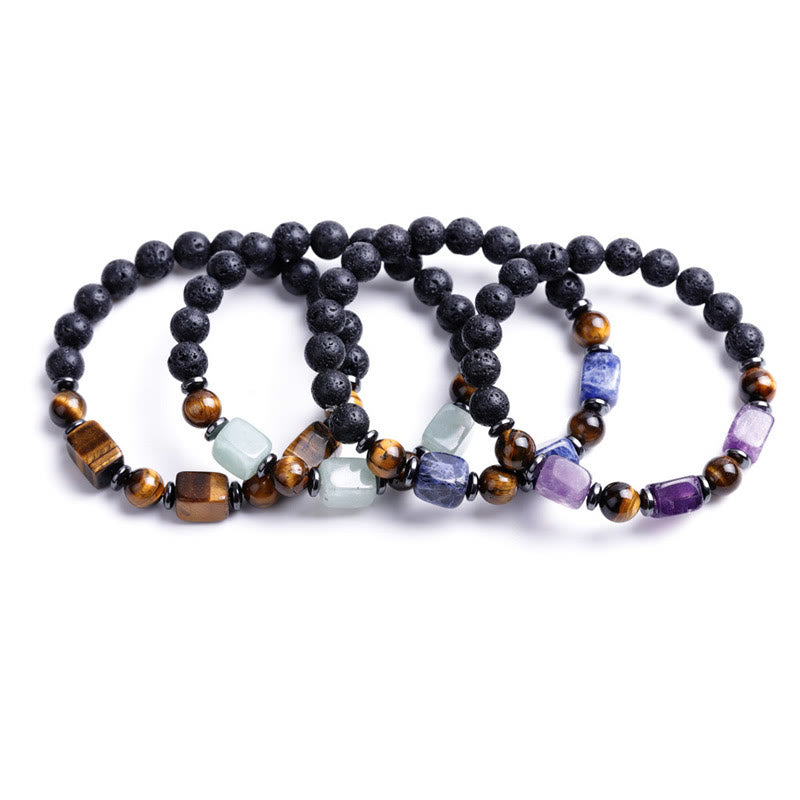 Buddha Stones Various Crystals Lava Rock Calm Bracelet