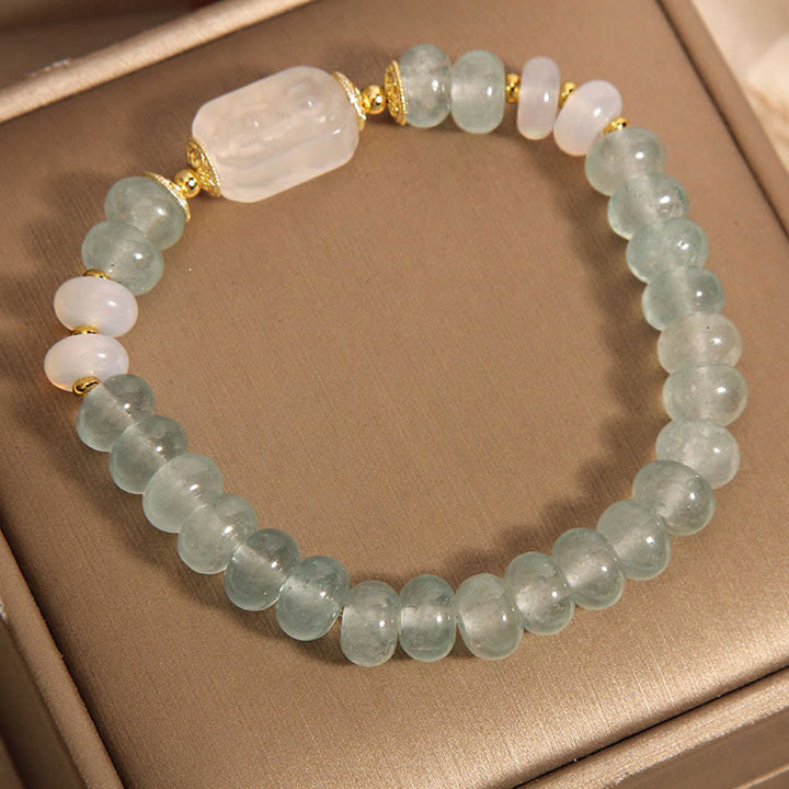 Buddha Stones Aquamarine Jade Abacus Beads Serenity Bracelet