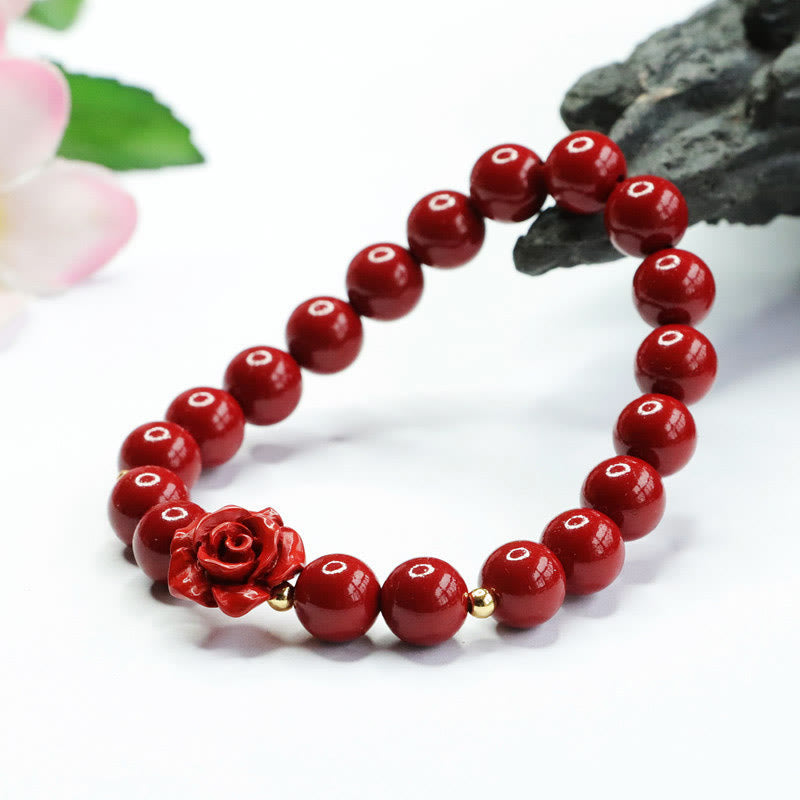 Buddha Stones Cinnabar Rose Calm Bracelet