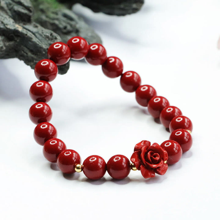 Buddha Stones Cinnabar Rose Calm Bracelet