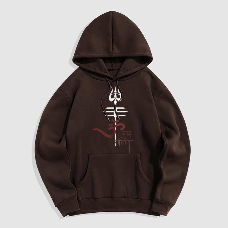 Buddha Stones OM NAMAH SHIVAYA Trident Fleece Lined Polyester Hoodie