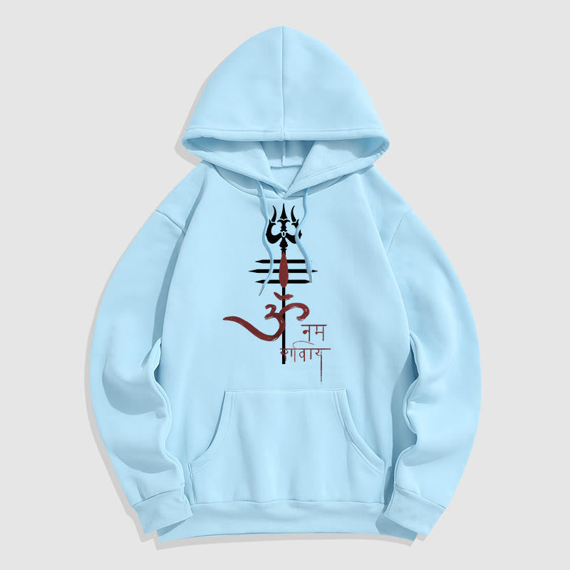 Buddha Stones OM NAMAH SHIVAYA Trident Fleece Lined Polyester Hoodie