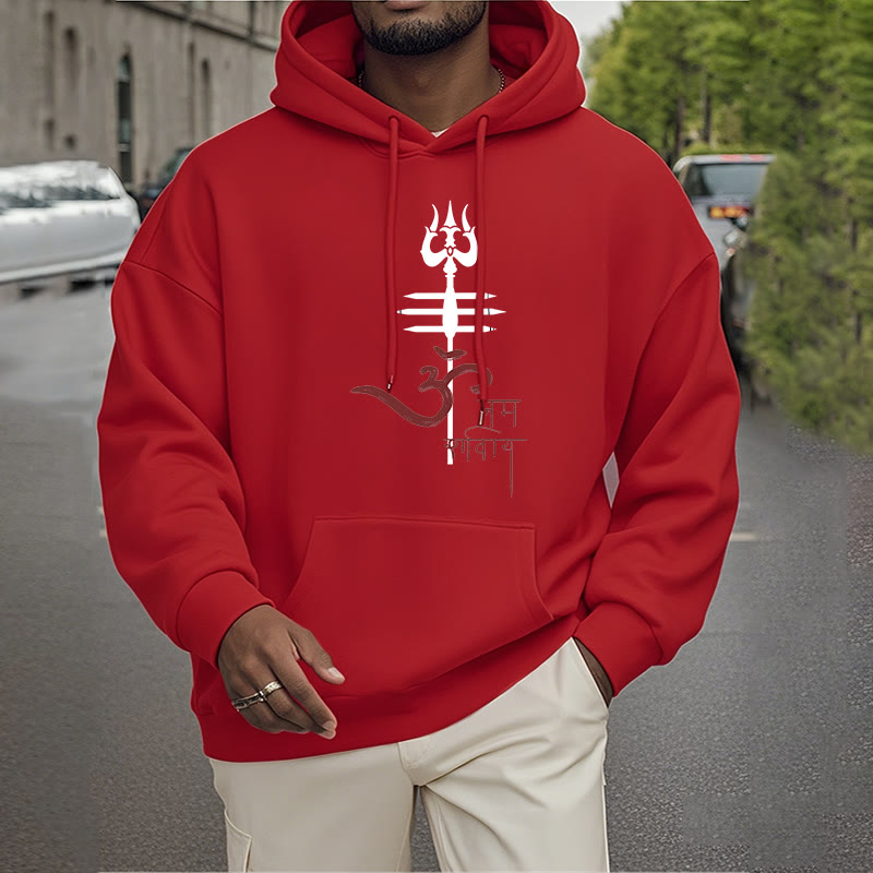 Buddha Stones OM NAMAH SHIVAYA Trident Fleece Lined Polyester Hoodie