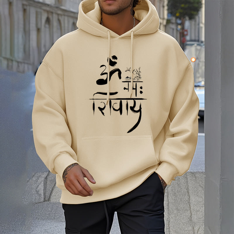 Buddha Stones OM NAMAH SHIVAYA Crane Bamboo Fleece Lined Polyester Hoodie