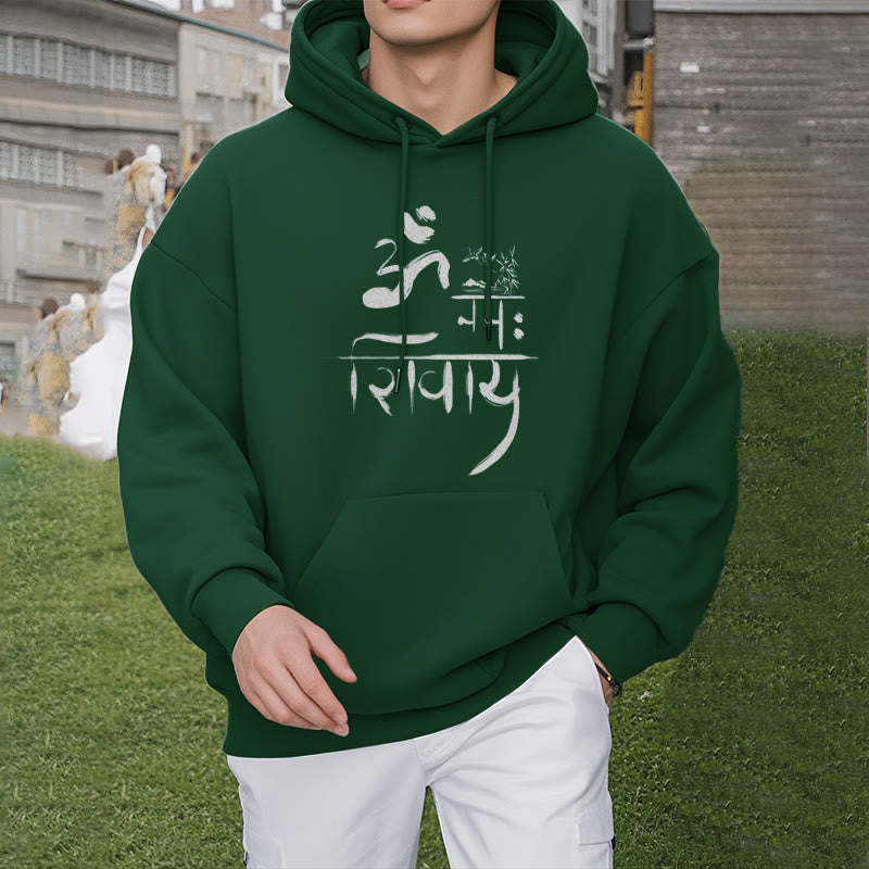 Buddha Stones OM NAMAH SHIVAYA Crane Bamboo Fleece Lined Polyester Hoodie