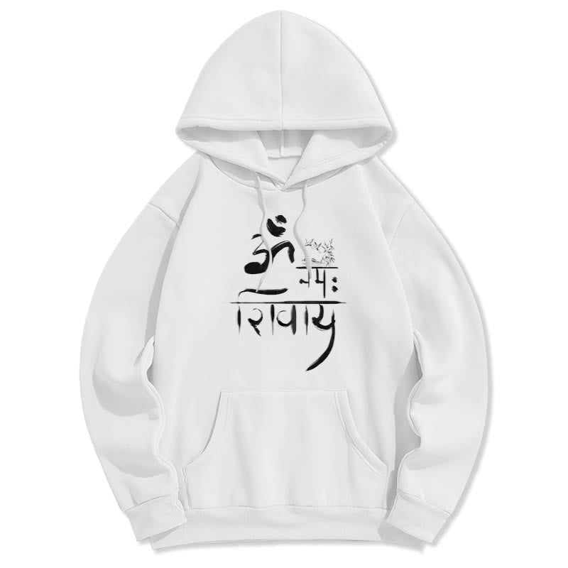 Buddha Stones OM NAMAH SHIVAYA Crane Bamboo Fleece Lined Polyester Hoodie