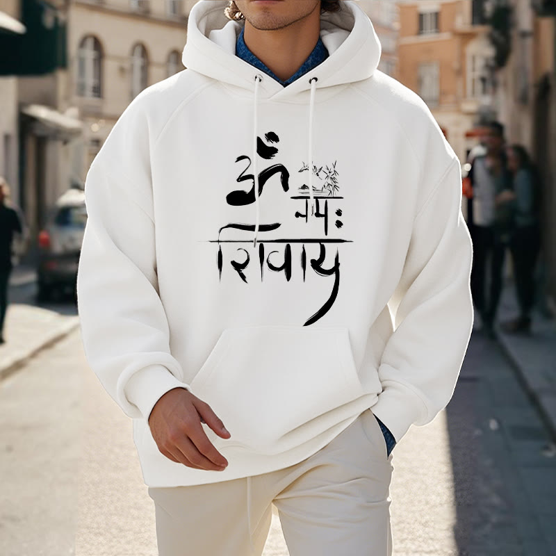 Buddha Stones OM NAMAH SHIVAYA Crane Bamboo Fleece Lined Polyester Hoodie