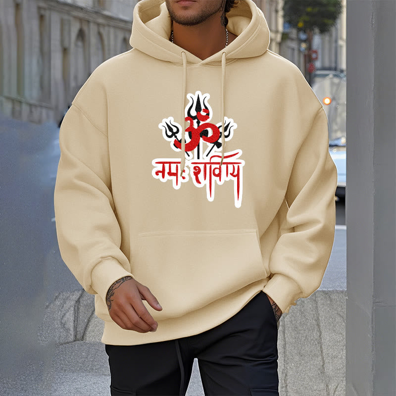 Buddha Stones OM NAMAH SHIVAYA Three Tridents Fleece Lined Polyester Hoodie